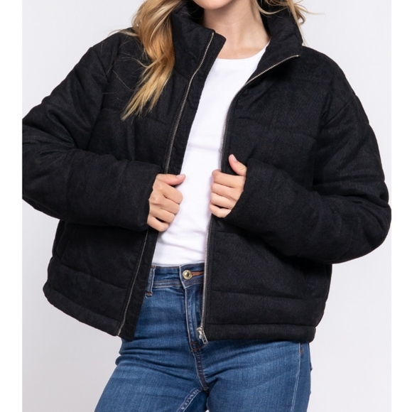 #20884 🛑S,M,L High Neck Corduroy Puffer Jacket - Picture 3 of 4